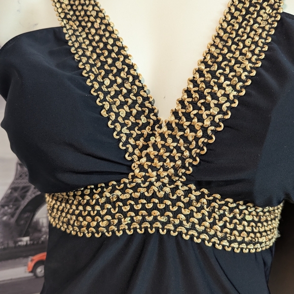 Elegant Black and Gold Women's Swimsuit - Picture 2 of 5